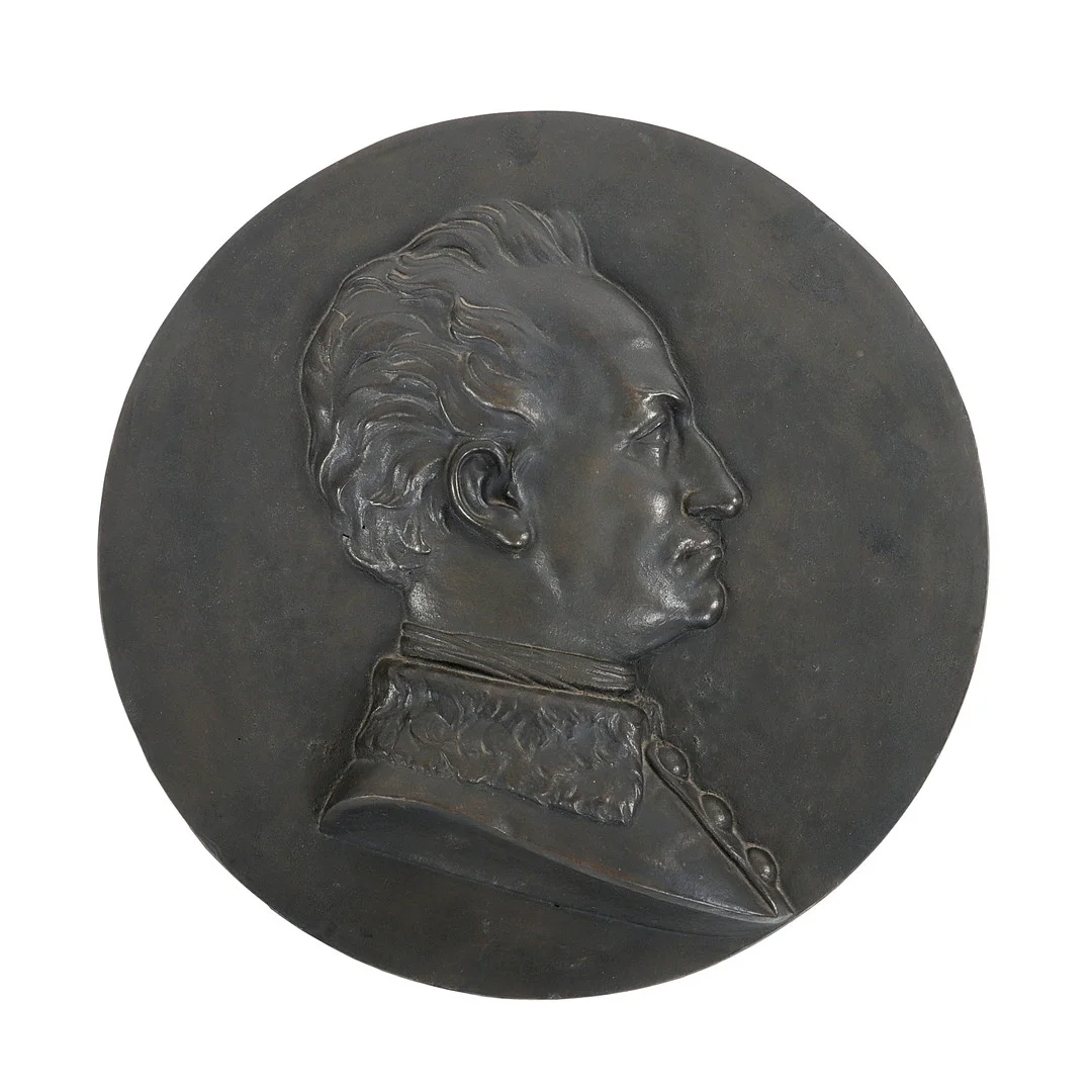 VÄGGMEDALJONG KARL XII, diameter 50 cm, 1900-talets första hälft. — Other metals — Auktionsverket Engelholm