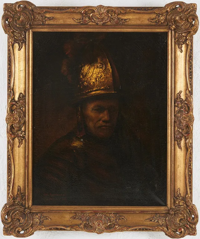 REMBRANDT VAN RIJN (Nederländerna 1606-1669). Kopia efter. "Man med guldhjälm".