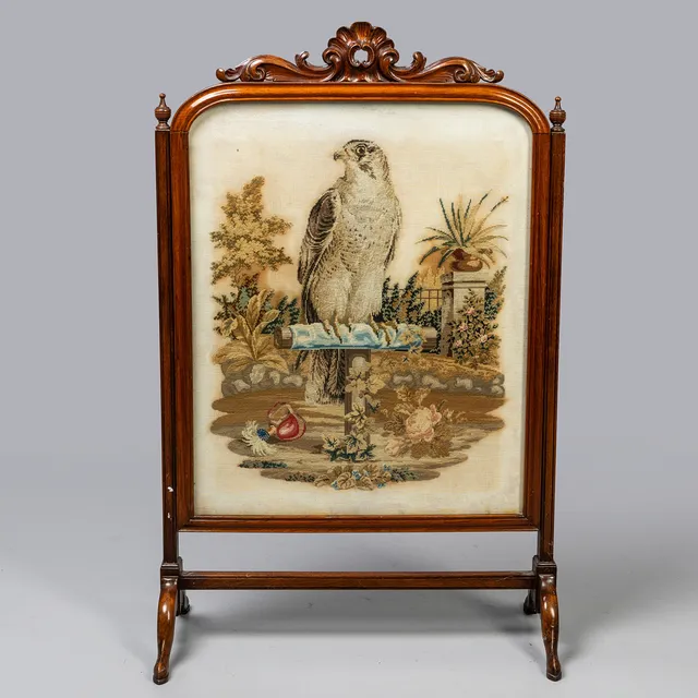 A VICTORIAN FIRE SCREEN.
