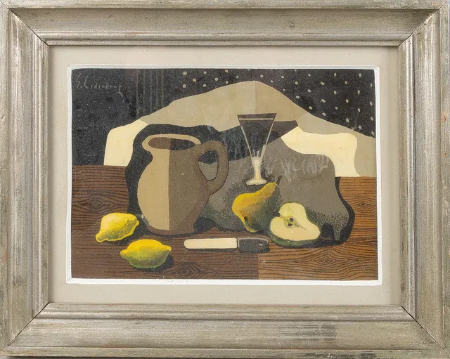 ERIC CEDERBERG. Stilleben "Nature Morte", tempera på pannå.