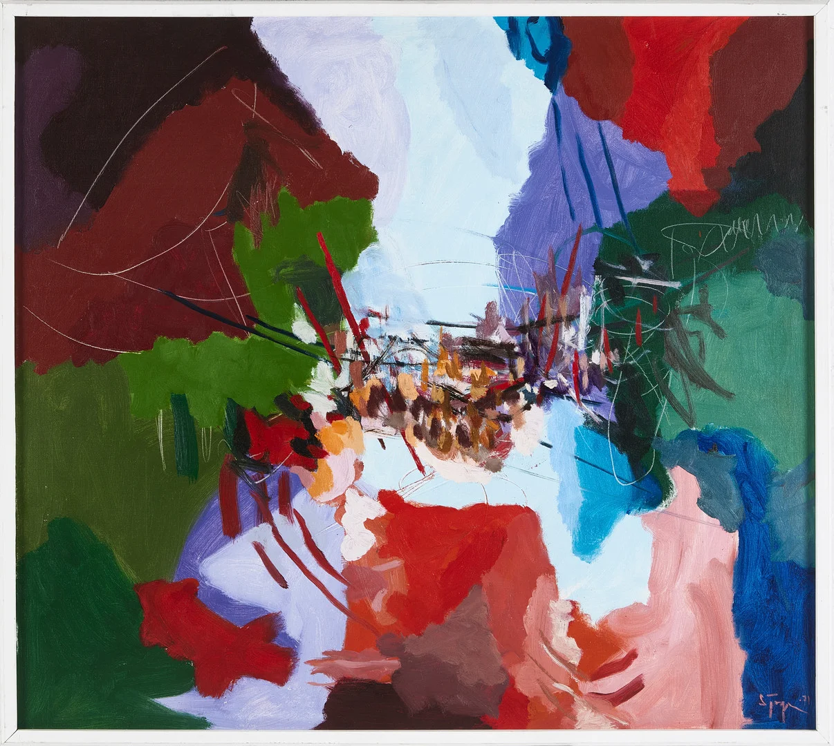 LARS SJÖGREN. Komposition, olja på duk, signerad, daterad -71. — Paintings — Stockholms Auktionsverk Magasin 5