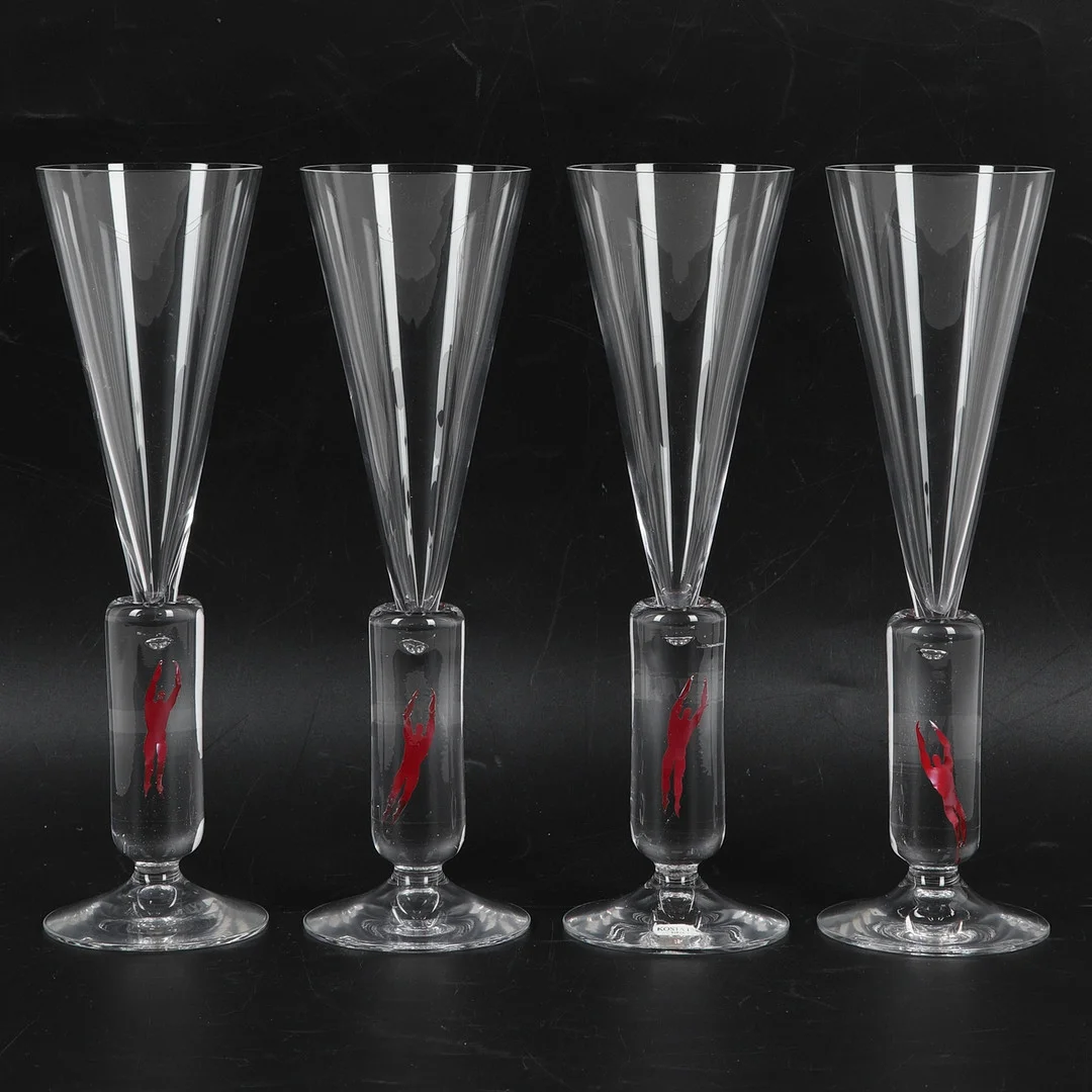 BERTIL VALLIEN. Champagneglas, 4 st, "Millenium", Kosta Boda. — Tableware — Ekenbergs Auktioner
