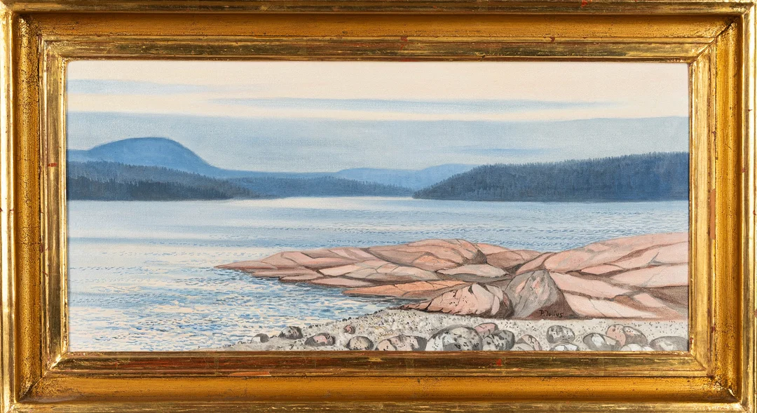 PER JULIUS. Olja på duk, Sjölandskap, Signerad. — Paintings — Norrlands Auktionsverk