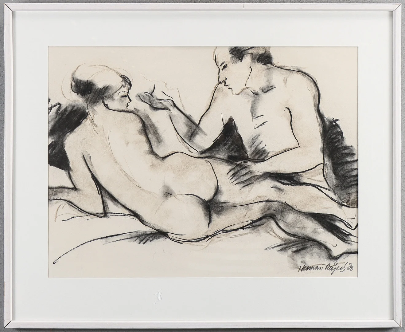 HERMAN REIJERS. Kolteckning, signerad. — Drawings — Karlstad Hammarö Auktionsverk