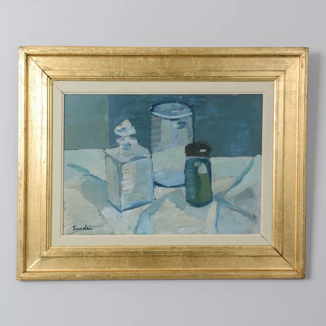 HELGE FRENDER. "Glas", olja på pannå, signerad.