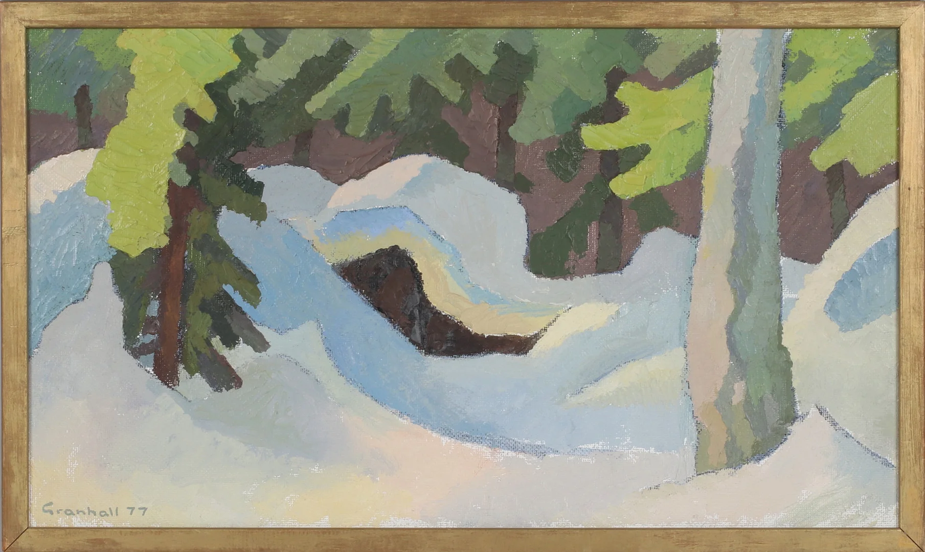 ARNE GRANHALL. "Snöns vågspel, olja på pannå, signerad. — Paintings — Stadsauktion Sundsvall