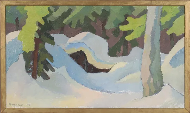 ARNE GRANHALL. "Snöns vågspel, olja på pannå, signerad.
