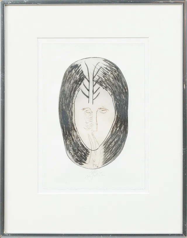 MIMMO PALADINO. Figurkomposition, etsning, signerad och numrerad 37/100.