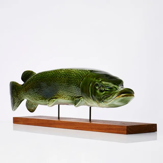 SVEN WEJSFELT. Figurin, Gustavsberg, i form av gädda, glaserat stengods, Gustavsberg.