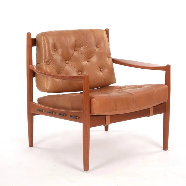 INGEMAR THILLMARK. Fåtölj, "Läckö", skinn, OPE Möbler, 1960-tal.