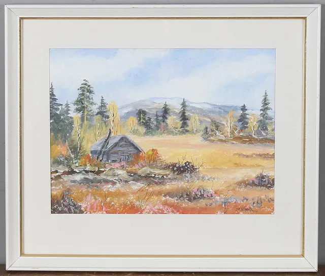 FINGAL WINROTH. Fjällandskap, akryl på papper, signerad.