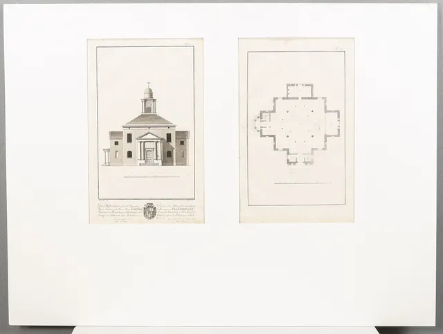 CHRISTIAN LUDWIG STIEGLITZ. 2 Planscher, Nr 45 & 46 från "Zeichnungen aus der schönen Baukunst", Leipzig 1804.