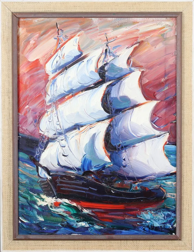OIDENTIFIERAD KONSTNÄR. Segelfartyg, olja på duk, signerad.