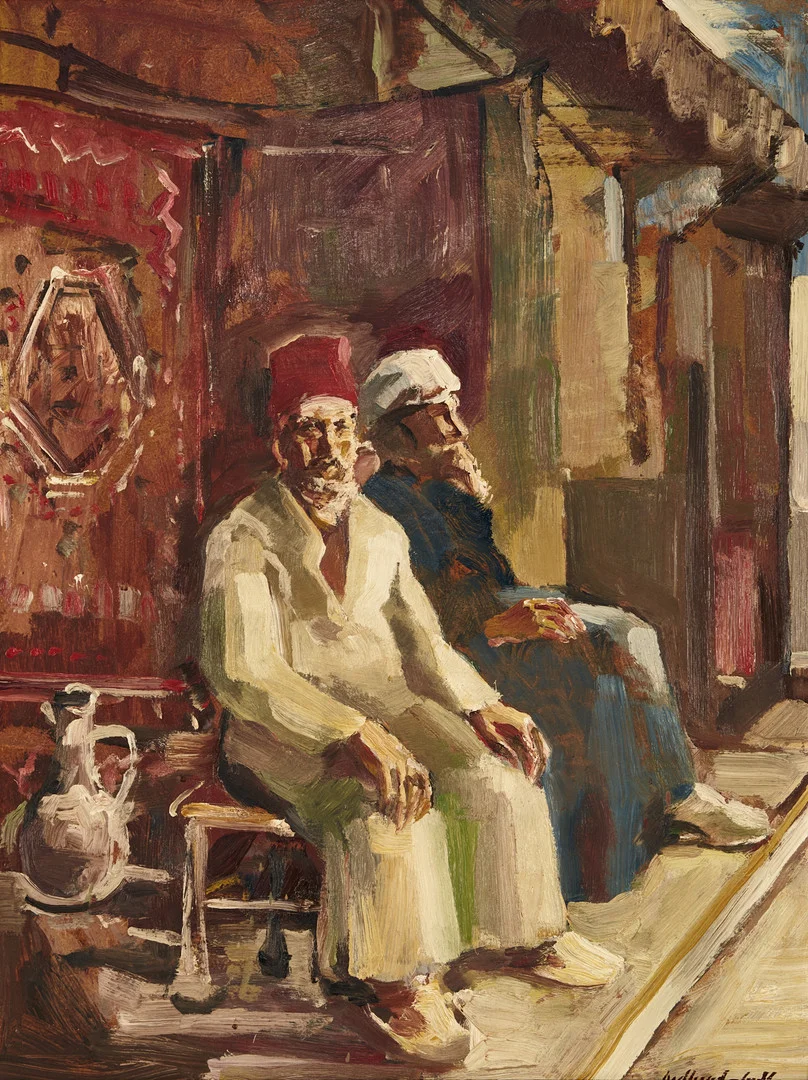 BERTIL BULL HEDLUND (SVERIGE, Falun 1893-1950 Stockholm), Orientalisk figurscen, signerad Hedlund-Bull, olja på pannå. — Paintings — Crafoord Auktioner Stockholm