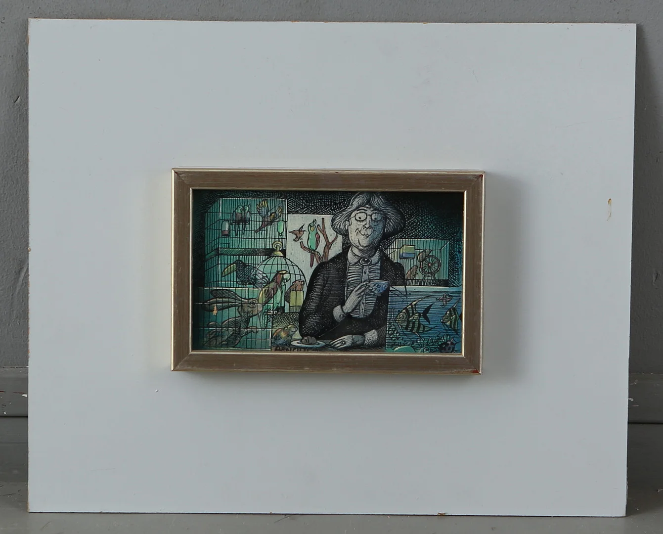 HANS ARNOLD. Figurscen, blandteknik, signerad. — Engravings & Prints — Auktionshuset Kolonn