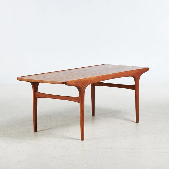JEAN HUBER, soffbord, "Focus", 1900-talets mitt, teak, Tingströms Bra Bohag, brännmärkt.