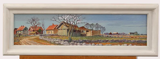 STIG JONZON. Olja på pannå, "Gamleby Persnäs, Öland" signerad, daterad 1977.
