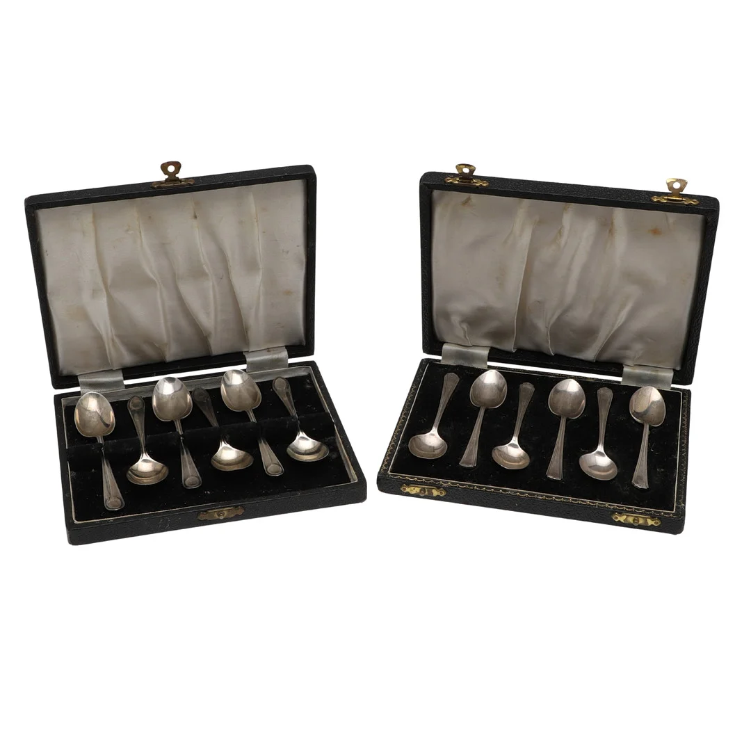 TWO CASED SETS OF SILVER TEA/COFFEE SPOONS. — Silver — Lawrences Auctioneers