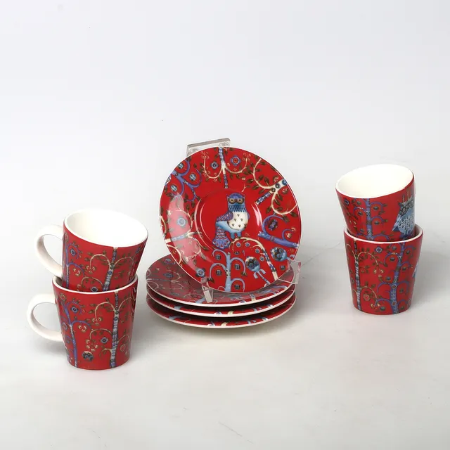 KLAUS HAAPANIEMI. Espressokoppar, med fat, 4 st, "Taika", porslin, Iittala, 2000-tal.