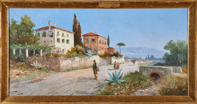 GEORG FISCHHOF. Italienskt kustlandskap.