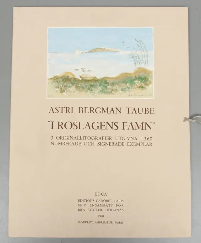ASTRID BERGMAN TAUBE. "I Roslagens famn", mapp med 5 st färglitografier, signerade och numrerade 64/360.