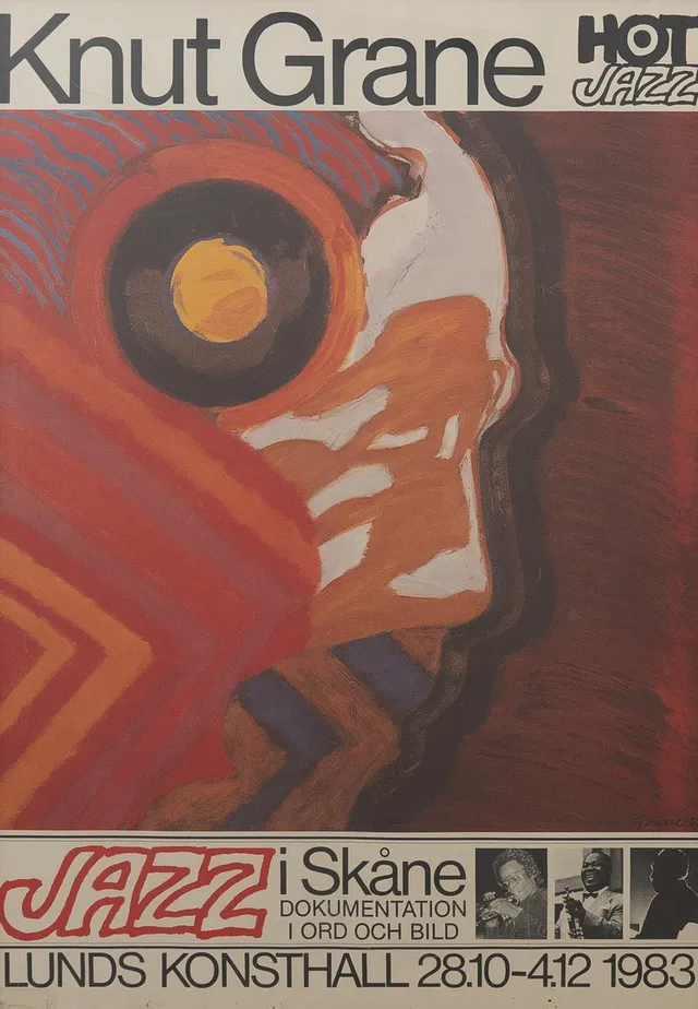 KNUT GRANE. Affisch, Jazz i Skåne 1983. offsettryck, osignerad.