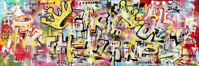 NIKI CASH (FÖDD 1973). Cash Out The Line, signerad Niki Cash, sprayfärg/mixed media på duk.