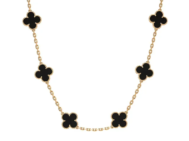 VAN CLEEF & ARPELS, collier, Vintage Alhambra, 18K guld, 20 motiv, onyx, serienr CL76973, längd 82,5 cm, vikt 42,3 g.