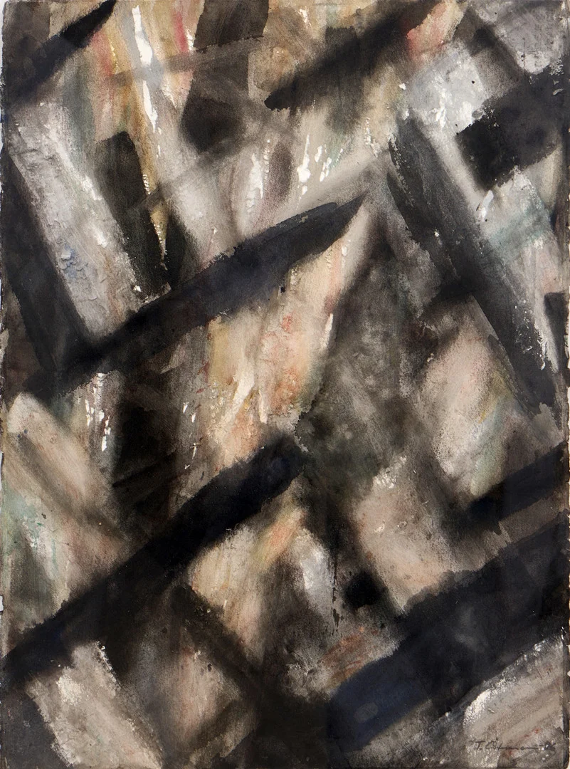 TORBJÖRN ÖSTMAN (FÖDD 1948). "Brand", signerad och daterad T. Östman -86, akvarell blandteknik på papper. — Paintings — Crafoord Auktioner Stockholm