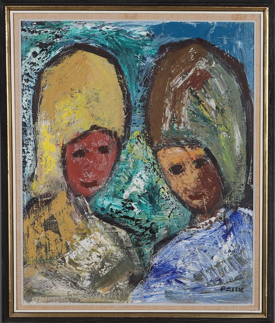 GÖSTA FALCK. Olja på duk, figuralt motiv, signerad. — Paintings — Gomér & Andersson Norrköping