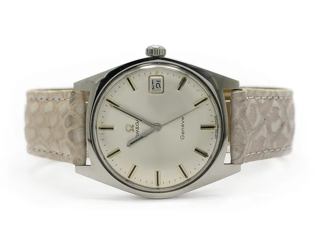 OMEGA, Genève, Cal 613, Serie nr. 27376217, Ref nr. ST 136.041, Boett nr. 136.041, herrur, 35 mm, stål, manuell, plexiglas, datum, skadad urtavla, läderband, ca 1968, box.