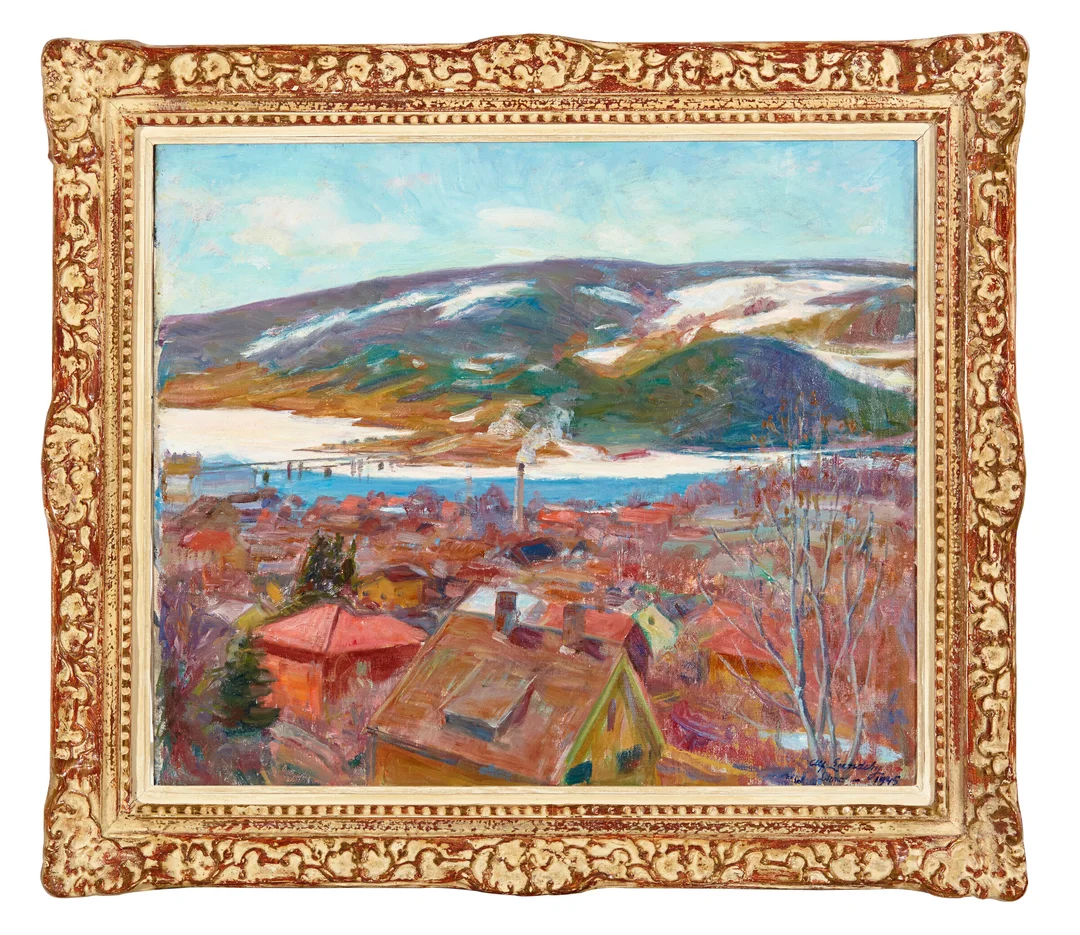 Lundeby, Alf — "Lillehammer i april" 1945 — Kunst/Maleri — Blomqvist