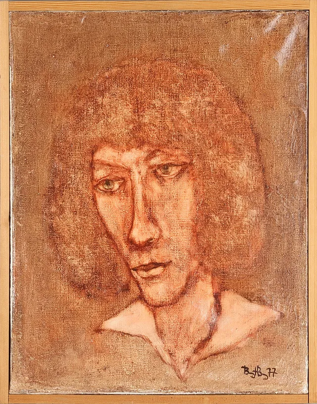 BENGT BORG (1931-1994): I tankar, signerad och daterad Bengt Borg 77, akryl/blandteknik på pannå.