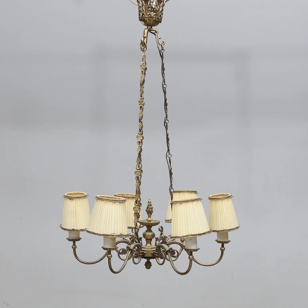 EINAR BÄCKSTRÖMS METALLVARUFABRIK. takkrona, mässing, Malmö, 1940-/50-tal. — Ceiling lights — Gomér & Andersson Norrköping
