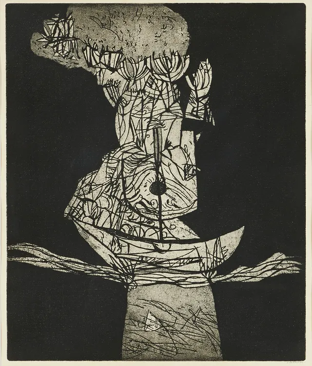 HERMAN TALVIK (ESTLAND/SVERIGE, 1906-1984). "Upplevelse i Sahara", signerad, etsning.