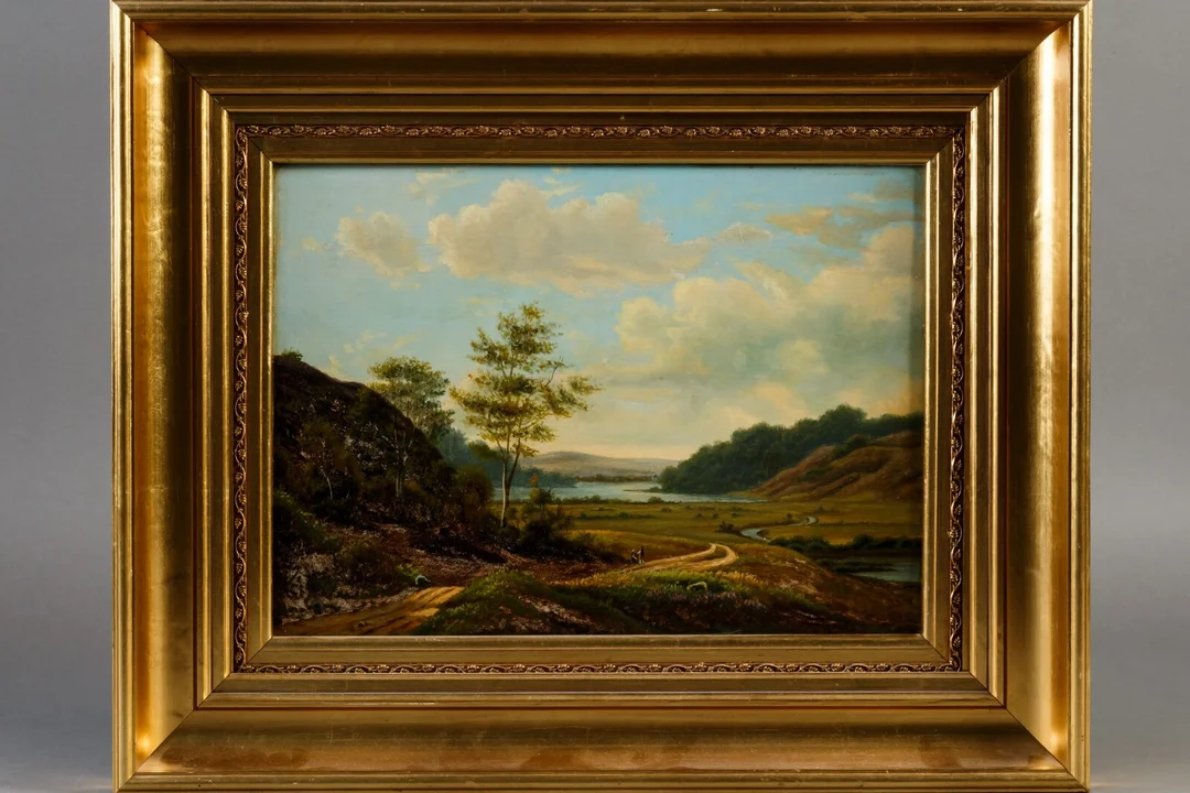 F.C. Kiærschou. Landskabsmotiv, olie på plade — Paintings and sculptures/Older pictorial arts — Lauritz