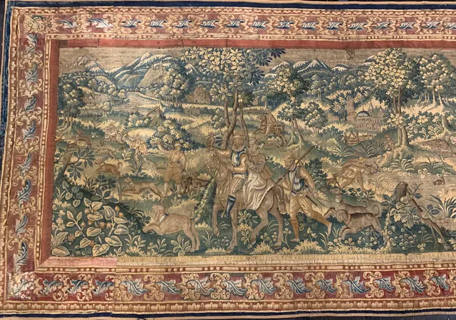 "Kightly hunt", Flemish wool tapestry, late 16th century with transformations.