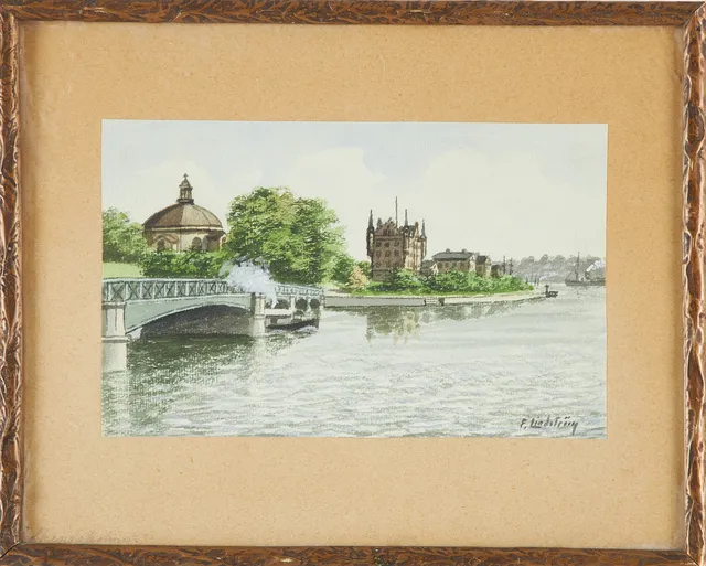 FRANS LINDSTRÖM. Skeppsholmen, pastell, signerad.