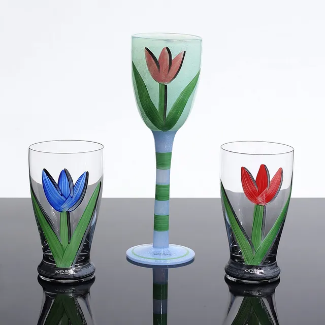 ULRICA HYDMAN-VALLIEN. Glas, 3 st "Tulipa", Kosta Boda.