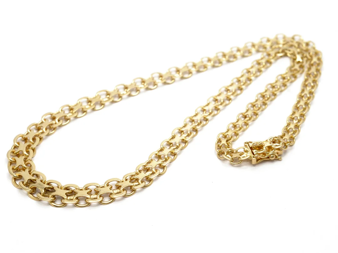COLLIER, 18K guld, doserad bismarklänk, längd 42,5 cm, vikt 24,1 g. — Smycken/Collier — Kaplans