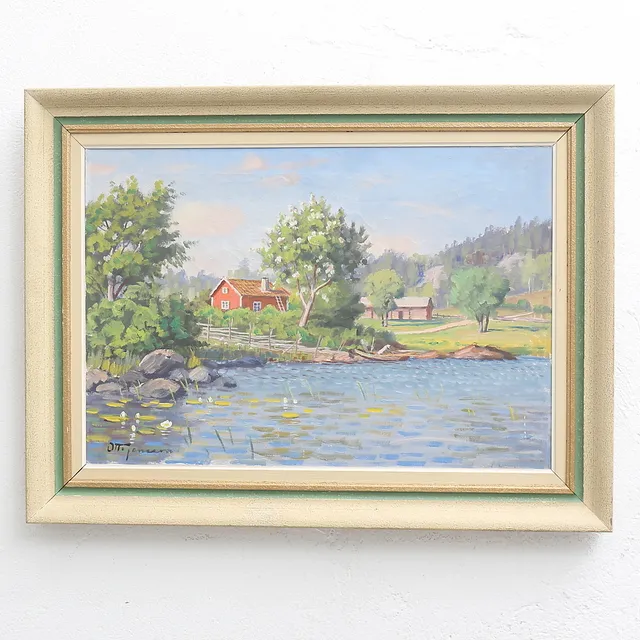 OTTO JANSSON. Näckrosor, olja på duk, signerad.