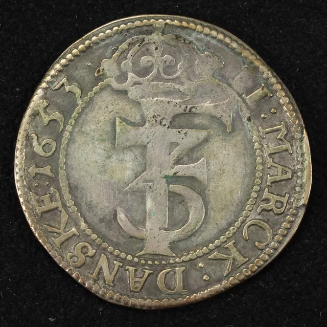 Mønter. 2 Mark - Frederik III 1653 Norge