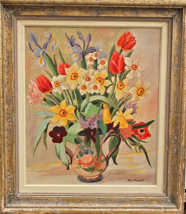 KARL RUNERT. olja på duk, stilleben, signerad.