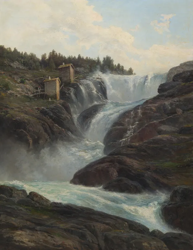 Nielsen, Carl — Landskap med vannfall, 1895