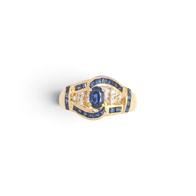 Sapphires and diamonds ring.