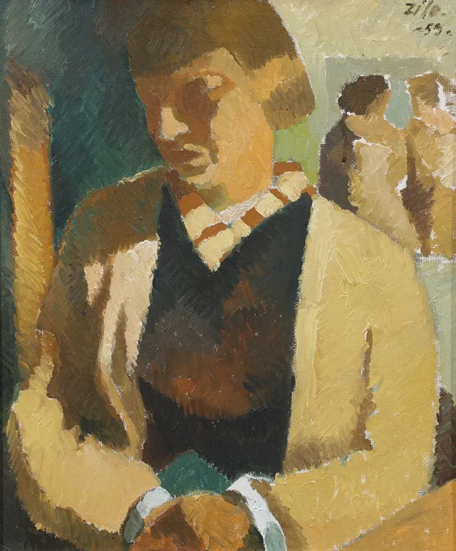 GUNNAR ZILO. Kvinnopoträtt, olja på duk, signerad, daterad -59.
