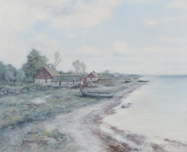 JEAN ROSENGREN. Skånskt kustlandskap, olja på duk, signerad.