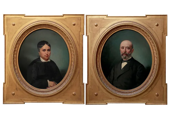PERE BORRELL DEL CASO. Pair of portraits.