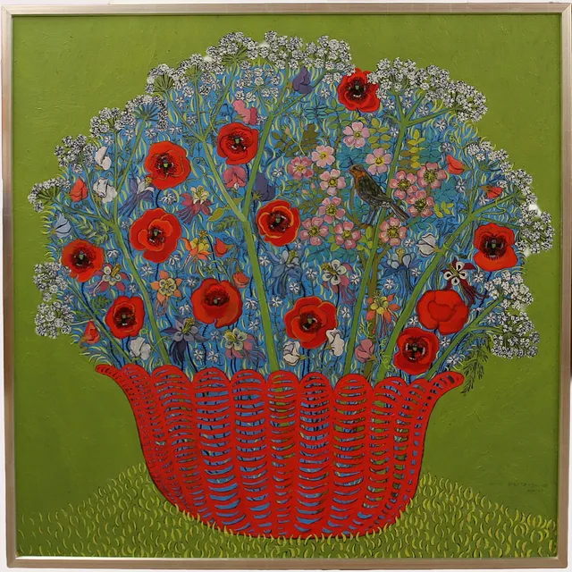 JETTE STOLTZ. Olja på duk, blomsterprakt, signerad Jette Stoltz-Sabine, daterad 1966-67.