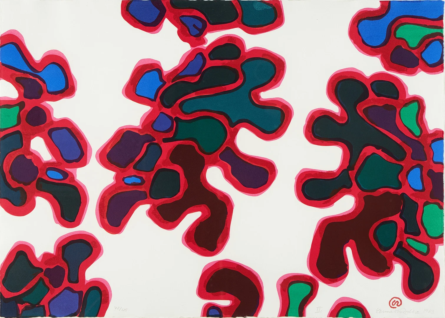 LENNART RODHE (1916-2005): Anafas II, signerad och daterad Lennart Rodhe 1983, 78/125, färgserigrafi. — Engravings & Prints — Crafoord Auktioner Stockholm